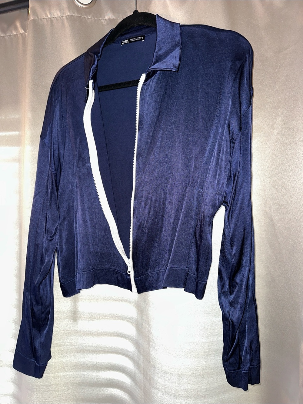 🫟 2 for $40🫟 Zara Navy Zip-Front Lightweight Jacket - Picture 2 of 4